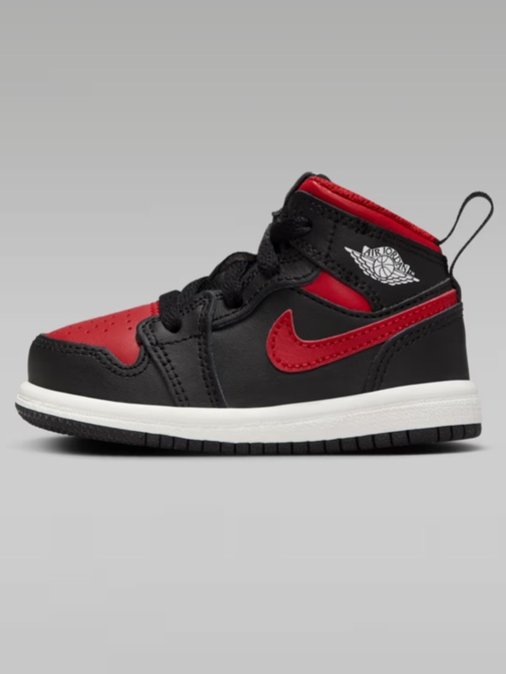 Jordan 1 Mid Black and Red High-Top Sneakers Toddler Size US 9